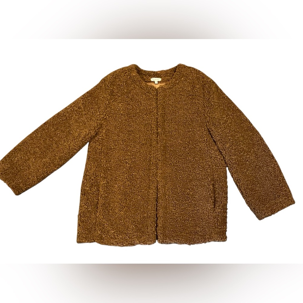 NWOT Max Studio Women’s Teddy Jacket/Coat Sienna Brown Large - Picture 2 of 10